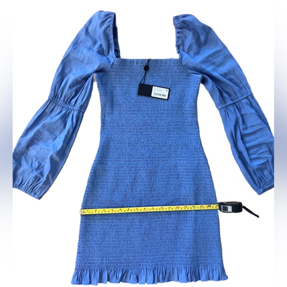 Gianni Bini Mid Blue Smocked Puff Sleeve Dress Size Medium (Stretchy) NWT - Picture 4 of 6
